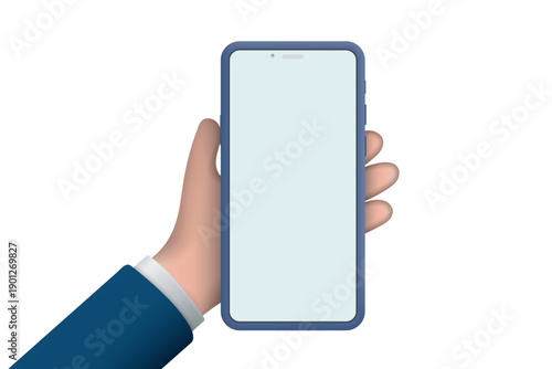 Mockup of smartphone in hand. Mobile phone with a blank screen in hand. Mockup. EPS 10