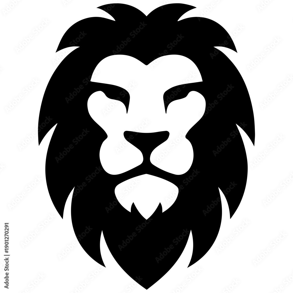 Fototapeta premium Black and White Lion Head Logo Symbol, Majestic Fierce Animal Icon, Strong Authority Emblem, Graphic Design Element