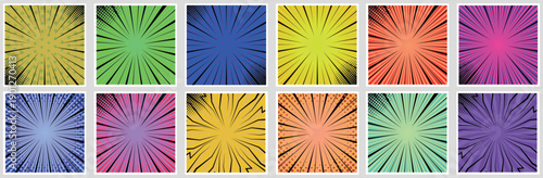 Colorful comic book background.Blank white speech bubbles of different shapes.