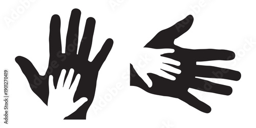 Parent and Child Holding Hands Silhouette Vector 