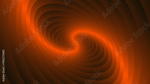 Vector Dynamic swirling orange gradient, geometric abstract illustration with light effect, mesmerizing spiral pattern, evoking depth and motion. Modern digital art, perfect for backgrounds, designs.