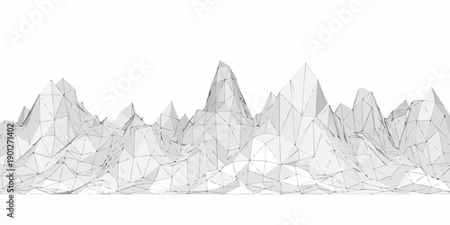 Abstract polygonal landscape with jagged peaks and a minimalist aesthetic