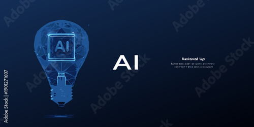 Artificial intelligence concept a glowing lightbulb with ai inside