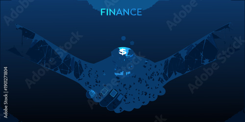 Underwater finance concept a dollar sign surrounded by fractured dark shapes