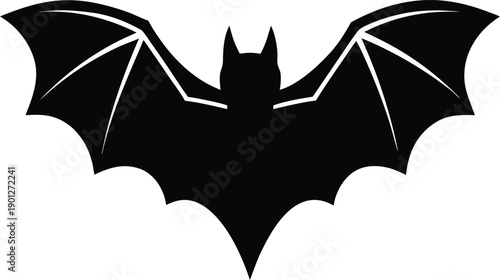 Bat silhouette vector art illustration and minimal black and white design