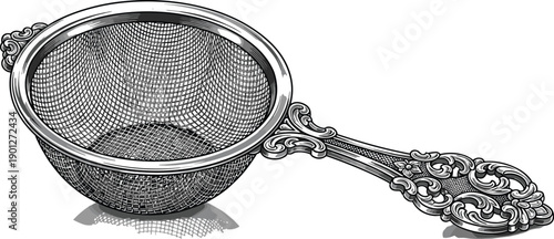 Stainless steel mesh kitchen strainer with decorative handle