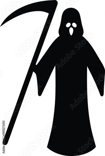 Grim reaper silhouette vector art illustration and minimal black and white design