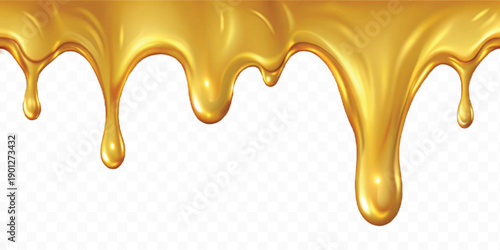 realistic 3d liquid gold dripping down in different style isolated on transparent background