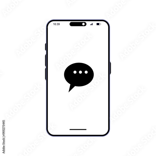 Smartphone chat message icon with speech bubble on mobile screen, clean and human-friendly vector symbol for texting, messaging apps, and everyday communication