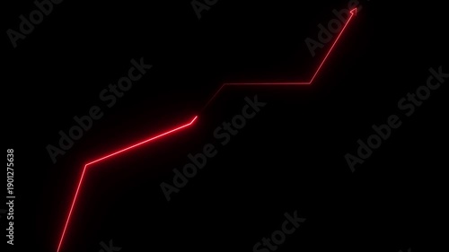 Neon profit growth and success concept animation. marketing sale profit increasing neon line arrow concept.