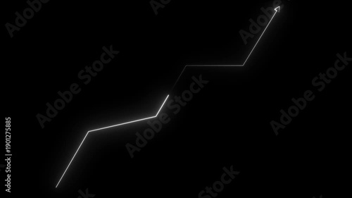 Neon profit growth and success concept animation. marketing sale profit increasing neon line arrow concept.