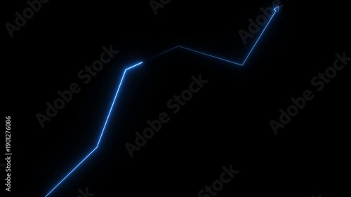 Neon profit growth and success concept animation. marketing sale profit increasing neon line arrow concept.