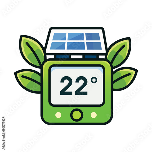 Smart Home Thermostat Solar Power Automation Climate Control Energy Efficiency Vector Icon
