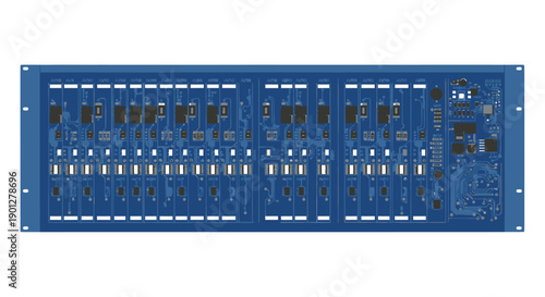 Blue Rackmount Electronic Circuit Board with Multiple Modules