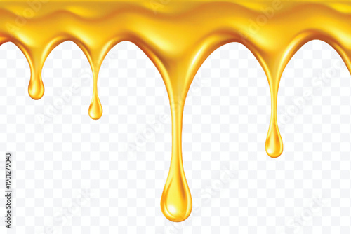 realistic 3d liquid gold dripping down in different style isolated on transparent background
