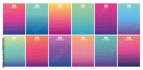 Daily planner. 2026 minimal calendar templates set, week starts Monday.