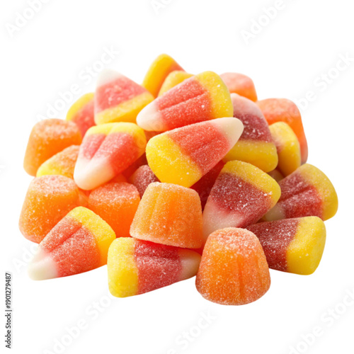 A pile of colorful candy corn on for halloween