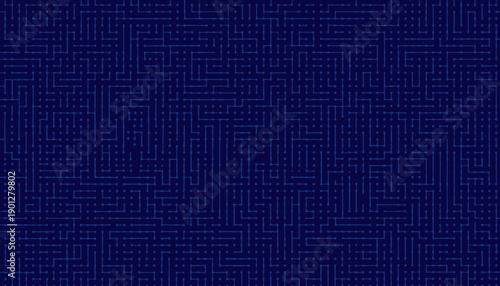 Abstract geometric pattern of thin blue lines on dark blue background, digital circuit board design