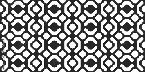 Abstract black and white seamless pattern with repeating organic shapes