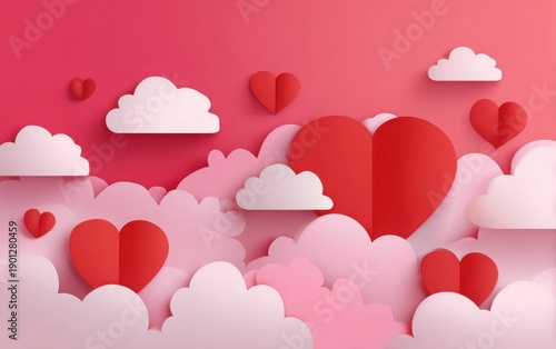 valentines abstract background with paper hearts
