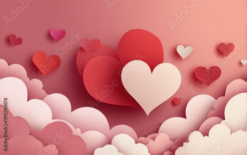 valentines abstract background with paper hearts