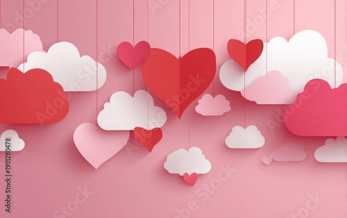 valentines abstract background with paper hearts