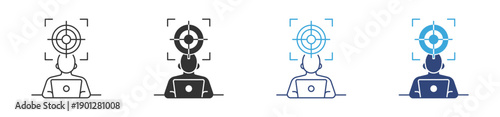 Focus Icon Set. User Concentration and Target Attention Symbols. Productivity Concept. Vector Illustration.
