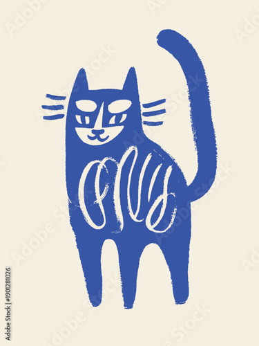 Cat standing brush sketch vector illustration