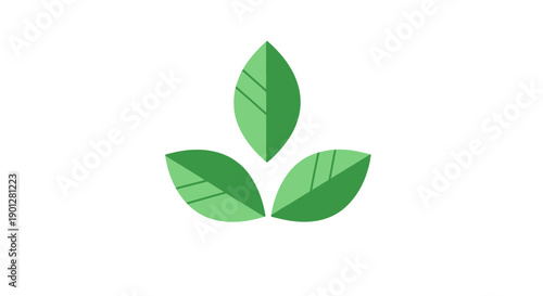Minimalist Green Leaves Logo Icon. Flat Vector Illustration Representing Nature, Ecology, and Organic Concepts on White.