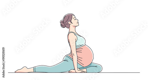 Pregnant woman performing yoga pose for wellness and relaxation, demonstrating the benefits of prenatal exercise and mindful movement.