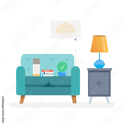 Minimalist Living Room with Smart Home Voice Assistant