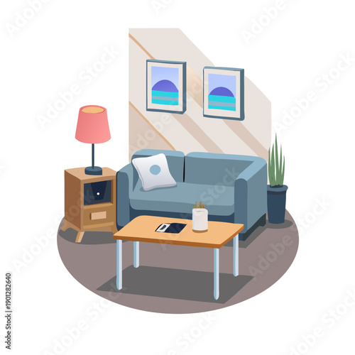 Minimalist Living Room with Smart Home Voice Assistant