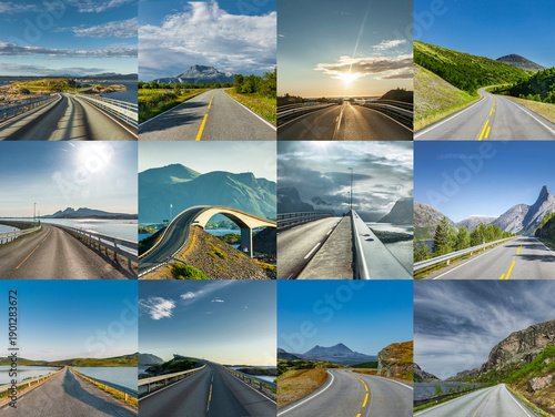 Collage aus  Strassen in Norwegen