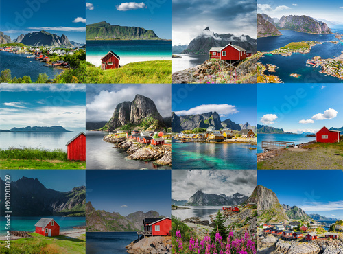 Collage aus Bildern von den Lofoten in Norwegen