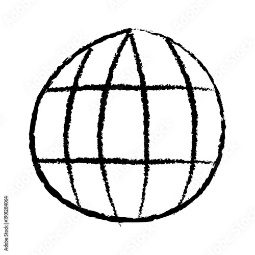Rough Brushstroke Sketch of Global Grid Sphere Symbol