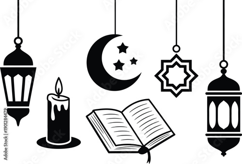 Ramadan kareem islamic symbols and decorations