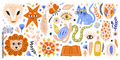 Charming illustrated collection featuring whimsical animals stars and floral elements