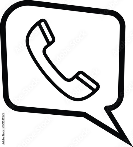 Phone Handset and Speech Bubble Icon Symbol for Customer Support, Contact Us Buttons, Communication Services, Telemarketing, and Digital Messaging App Interface Designs