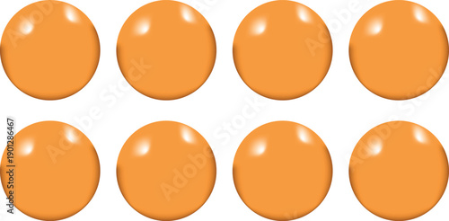 Abstract orang Glass Sphere Button, Glossy 3D Circular Icon with Reflection, Light and Shadow, Blank Web Symbol Vector Design