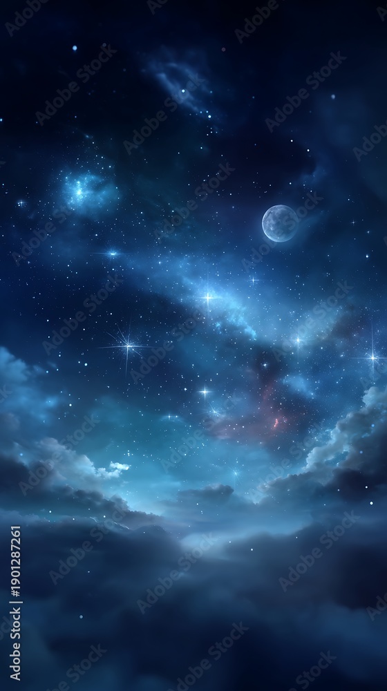 Naklejka premium Subtle Parallax Starfield Above Clouds