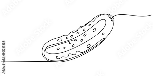 Continuous line drawing sliced cucumber pickles fresh food vegetable icon vector illustration concept, Continuous line drawing of sliced cucumber pickles. One line art concept of fresh food fruit