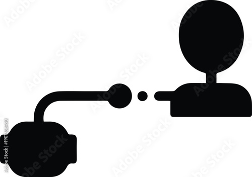 Black icon of a person receiving a spray from a device perfume fragrance