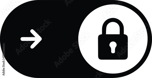 Black toggle switch with a white padlock icon and arrow security