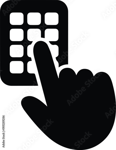 Finger Pressing Buttons on Keypad Icon hand touching