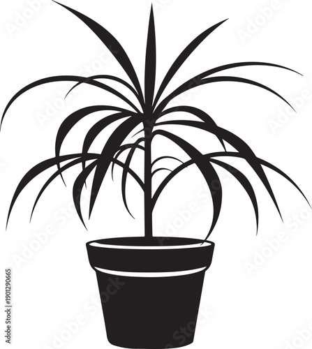 Vector illustration of a small potted houseplant with green leaves isolated in a flowerpot for indoor home decoration and nature growth concepts