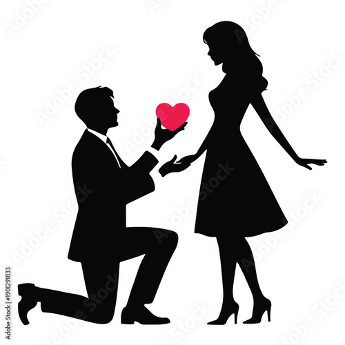Romantic Heart Proposal Silhouette