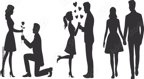 Romantic Couple Silhouette Love Story Set