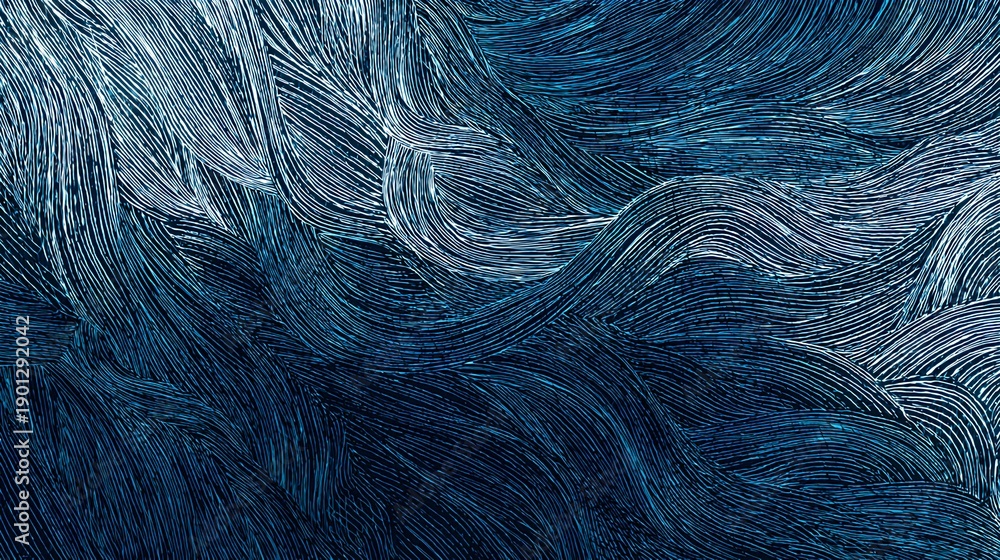 Obraz premium Abstract Blue Wave Texture: Dive into a mesmerizing world of flowing lines and shades of blue, where the abstract texture mimics the movement and energy of waves.