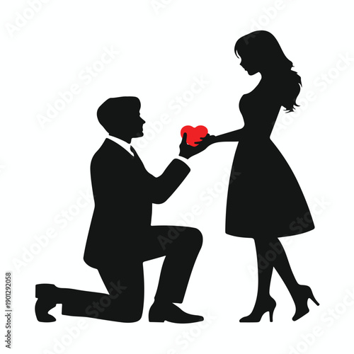 Romantic Engagement Proposal Silhouette