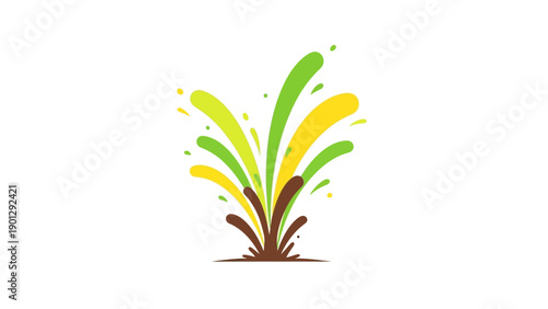 Organic Growth Burst Logo Vector Icon. Dynamic Green and Yellow Splash Design for Nature, Ecology, or Spring Branding.